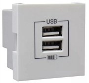 Розетка USB двойная, зарядная, белая (45439 SBR) / Розетка USB двойная