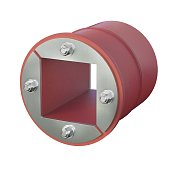 Проходка круглая, нержавеющая, D200х70 мм с проемом 120х120 мм (DXF3126)