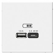 ArtGallery розетка USB тип-A+C 45Вт, скрытой установки, механизм, белый (GAL000129) / Розетка USB