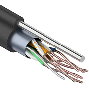 F/UTP, CAT 5e, PE, 4PR, 24AWG, OUTDOOR, SOLID, черный, с тросом, 305м, REXANT (01-0144) / Кабель «витая пара» (LAN) для структурированных систем связи