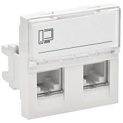 Розетка компьютерная RJ45 PRIMER РКИ-22-00-П-6 UTP кат.6 2 модуля 2 входа белая (PR-KK40D-RI-0-2-2C06U-K01) / Розетка компьютерная
