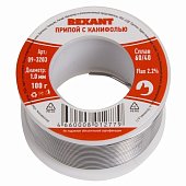 Припой с канифолью REXANT, 100 г, Ø1.0 мм, (олово 60%, свинец 40%), катушка, блистер (09-3203)