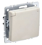 Розетка 1-местная BRITE РСбш10-3-БрКр с заземлением с защитными шторками и крышкой скрытой установки 16А IP20 бежевый (BR-R16-16-K10) / Розетка с защитными шторками и крышкой