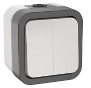TORS Выключатель 1-клавишный TS205 открытой установки 10А IP55 серо-белый (TS-V20-0-10-55-K41) / Выключатель двухклавишный серии TORS