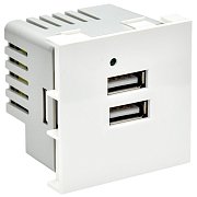 Розетка USB PRIMER A+A 5В 4,2А РКЮ-23-40-П 2 модуля белая (PR-KK40D-RU-0-2-AA-K01) / Розетка USB