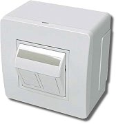 Коробка в сборе с 2 розетками RJ45, кат.5е, белая (10656) / Коробка в сборе