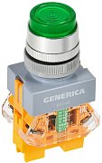 Кнопка управления D7-11D d=22мм с подсветкой зеленая GENERICA (BBT50-11D-3-12-K06-G) / Кнопка управления