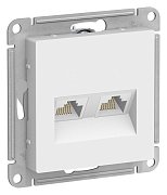 AtlasDesign розетка RJ45+RJ45, 2-местная, скрытой установки, механизм, белый (ATN000185) / Розетка компьютерная