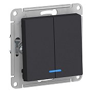 AtlasDesign выключатель 2-клавишный с подсветкой, скрытой установки, механизм, карбон (ATN001053) / Выключатель