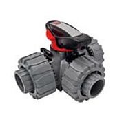 Ecoplast Кран шаровой трехходовой ПВХ D25 (уплотнение TPV, остальное EPDM) с муфтовым окончанием (49448) / Кран шаровой, с муфтовым окончанием