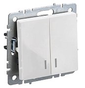Выключатель 2-клавишный ВС10-2-1-БрБ белый BRITE (BR-V20-1-10-K01) / Выключатель с индикацией