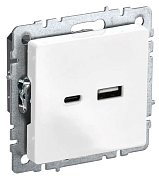 Розетка USB BRITE A+C 18Вт РЮ11-1-БрБ белый (BR-U22-018-K01) / Розетка USB