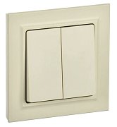 Выключатель 2-клавишный в сборе ВСР10-2-0-БрКр бежевый BRITE (BR-V20-0-10-K10-F) / Выключатель в сборе