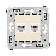Розетка RJ-45 в стену, кат.5E, Avanti, двойная, ванильная дымка (4405664) / Розетка компьютерная
