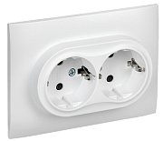 SKANDY Розетка 2-местная в сборе SK-R07W с заземлением с защитными шторками скрытой установки 16А арктический белый (SK-R24-16-K01-F) / Розетка с защитными шторками