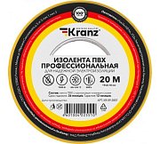 Изолента ПВХ профессиональная, 0,18х19мм, 20м, желто-зеленая KRANZ (KR-09-2807) / Лента изоляционная