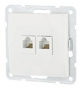 Розетка телефонная двойная 2xRJ-12 с накладкой, белый LK60 (865604-1) / Розетка телефонная