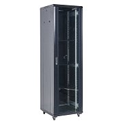 Напольный шкаф 19" 42U 800х800х2054, дверь сплошное стекло, черный, RAL 9005 REXANT (04-4288-212) / Шкаф телекоммуникационный 19" напольный 42U