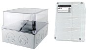 Коробка ОП 240х195х165мм, прозрачная крыша, IP55, монтажная плата, кабельные вводы d28-3шт, d37-2шт (SQ1401-1348) / Распаячная коробка