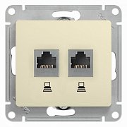 Glossa розетка RJ45+RJ45 2-местная, кат. 5Е, скрытой установки, механизм, бежевый (GSL000285KK) / Розетка компьютерная