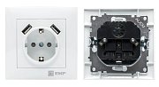 Валенсия розетка 1-местная с/з 16А (EWR16-028-10-2USB) / Розетка 1-местная с/з 16А