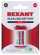 Алкалиновая батарейка 6LR61 («Крона») 9 V 1 шт. блистер REXANT (30-1061) / Элемент питания