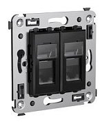 Розетка RJ-45 в стену Avanti двойная черный квадрат (4402294) / Розетка компьютерная