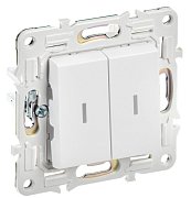 SKANDY Выключатель 2-клавишный проходной с индикацией SK-V10W скрытой установки 10А арктический белый (SK-V22-1-10-K01) / Выключатель