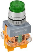 Кнопка управления D7-11DNZS d=22мм с подсветкой и фиксацией зеленая GENERICA (BBT50-11DNZS-3-11-K06-G) / Кнопка управления