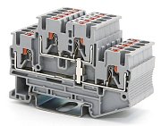 Клемма двухуровневая, зажим push-in, 2.5 кв.мм, серая (VPRTT-2.5-GY) / Клемма проходная, 4 точки подключения