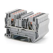 Клемма проходная, зажим push-in, 2 точки подключения, 4 кв.мм, серая (VPR-4-GY) / Клемма проходная, 2 точки подключения