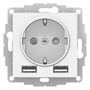 AtlasDesign розетка 1-местная с 2 USB A+A, скрытой установки, механизм, белый (ATN000130) / Розетка с USB