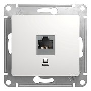 Glossa розетка RJ45 1-местная, кат. 5Е, скрытой установки, механизм, белый (GSL000181K) / Розетка компьютерная