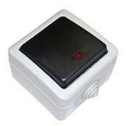 Переключатель одноклавишный с 2 мест с индикатором EF600SW, серый, LK Aqua (80005) / Переключатель с индикатором