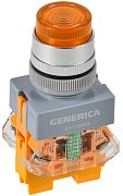 Кнопка управления D7-11DNZS d=22мм с подсветкой и фиксацией желтая GENERICA (BBT50-11DNZS-3-11-K05-G) / Кнопка управления