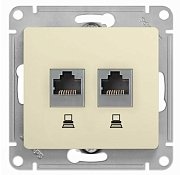 Glossa розетка RJ11+RJ45, 2-местная, кат. 5Е, скрытой установки, механизм, бежевый (GSL000285) / Розетка компьютерная + телефонная