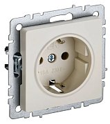Розетка 1-местная BRITE РС11-1-0-БрКр с заземлением без защитных шторок скрытой установки 16А бежевый (BR-R11-16-K10) / Розетка без защитных шторок