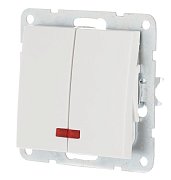 Выключатель 2-клавиши с индикаторами 16 A, 250 B, белый LK60 (861204-1) / Выключатель