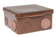 КМР-030-014 с крышкой (100х100х55) тёмное дерево IP54 (plc-kmr-030-014-t) / Коробка распределительная