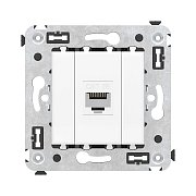 Розетка RJ-45 в стену, кат.5E, Avanti, одинарная, белое облако (4400663) / Розетка компьютерная