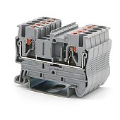 Клемма проходная, зажим push-in, 2 точки подключения, 2.5 кв.мм, серая (VPR-2.5-GY)