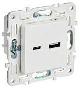 SKANDY Розетка USB A+C 18Вт SK-R13W скрытой установки арктический белый (SK-U22-018-K01) / Розетка USB